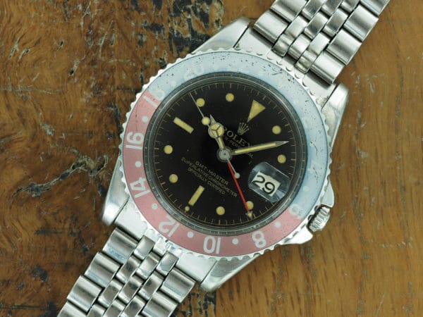 Front face of S/Steel Rolex GMT-Master, pcg chapter ring 1675 from 1962
