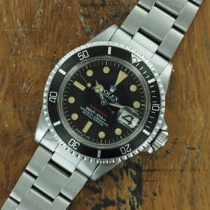 Front face of S/Steel Rolex Submariner red 1680 from 1972