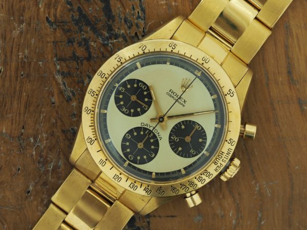 Front face of 18K Rolex Daytona Paul Newman 6239 from 1968