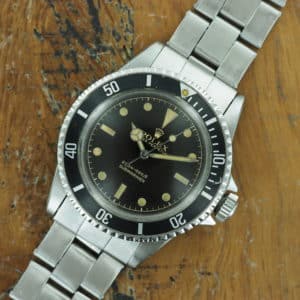 Front face of S/Steel Rolex Submariner two liner chapter gilt dial 5512 from 1960