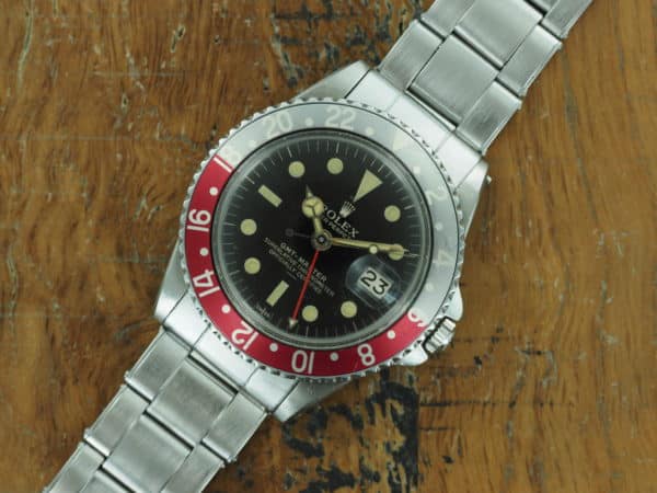 Front face of S/Steel Rolex GMT Master underline 1675 from 1962