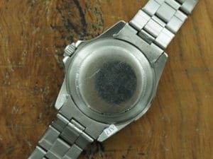 Back side of S/Steel Rolex Submariner meters first 5513 from 1967