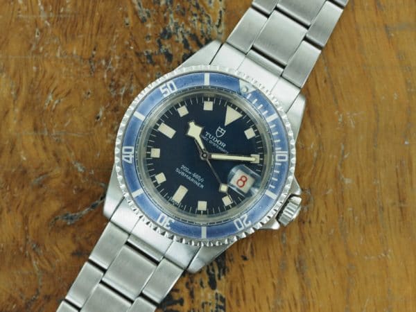 Front face of S/Steel Tudor Submariner blue dial snowflake 7021/0 from 1970