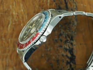 Right side of S/Steel Rolex GMT-Master pcg chapter ring gilt dial from 1962