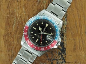 Front face of S/Steel Rolex GMT-Master pcg chapter ring gilt dial from 1962