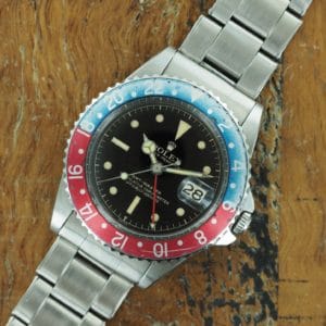 Front face of S/Steel Rolex GMT-Master pcg chapter ring gilt dial from 1962