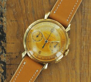 Closeup front view of 18K Vacheron & Constantin chronograph ref 4178 from 1950