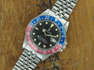 Front face of 1967 S/Steel Rolex GMT-Master "Long E" ref 1675