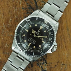 Front face of 1962 S/Steel Rolex gilt chapter, four line Submariner 5512