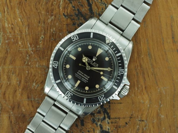 Front face of 1962 S/Steel Rolex gilt chapter, four line Submariner 5512