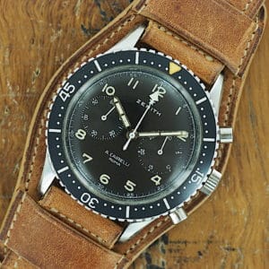 Front face of 1965 S/Steel Zenith A. Cairelli CP-2 chronograph