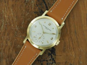 Front face of 1955 18K Vacheron & Constantin "tuxedo" dial ref 4993