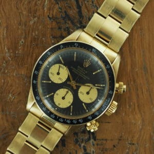Front face of 1977 14K Rolex Oyster Cosmograph Daytona 6263
