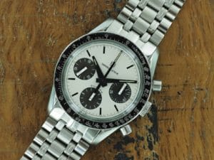 Front face of 1972 S/Steel Universal Geneve Compax "Nina Rindt"