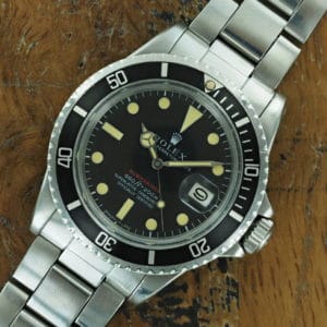 Front face of 1970 S/Steel Rolex Submariner "red" 1680