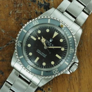 Full front face of 1969 S/Steel Rolex Submariner "meters first" ref 5513