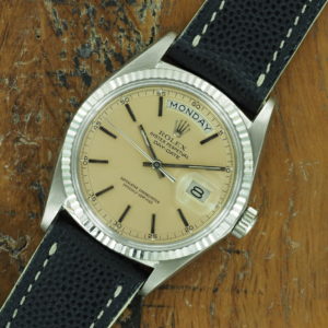 Front face of 1971 18K WG Rolex Day-Date ref 1803