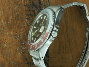Right side of 1965 S/Steel Rolex GMT Master gilt dial Ref 1675