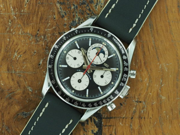 Front side of 1975 circa S/Steel Universal Genève Tri-Compax