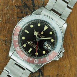 Front face of 1965 S/Steel Rolex GMT Master gilt dial Ref 1675