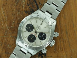 Full front face of 1978 S/Steel Rolex Cosmograph Daytona Ref 6265
