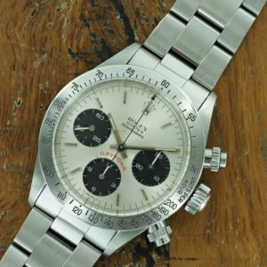 Full front face of 1978 S/Steel Rolex Cosmograph Daytona Ref 6265