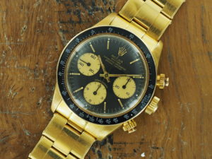 Front face of 1979 18K Rolex Cosmograph Daytona Ref 6263