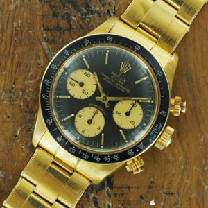 Front face of 1979 18K Rolex Cosmograph Daytona Ref 6263
