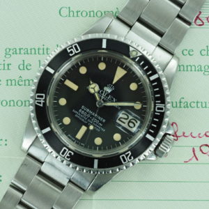 Full front side of 1978 S/Steel Rolex Submariner ref 1680 with papers