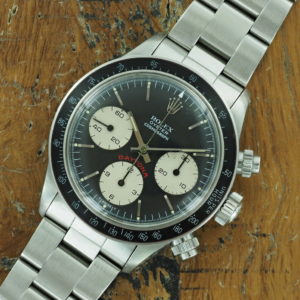 Full front view of 1979 S/Steel Rolex "big red" Daytona 6263