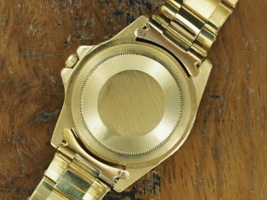 Full back side of 1966 18K Rolex GMT-Master ref 1675 "Concorde"