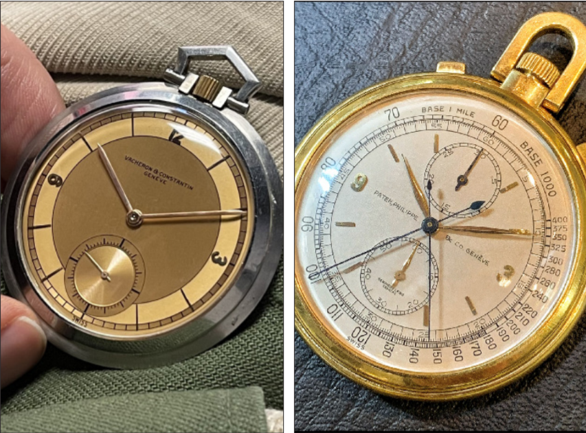 Two “pocket watches” - Vacheron Constantin (left) and Patek Philippe (right) - with design very appreciated even by “wrist watch” collectors.